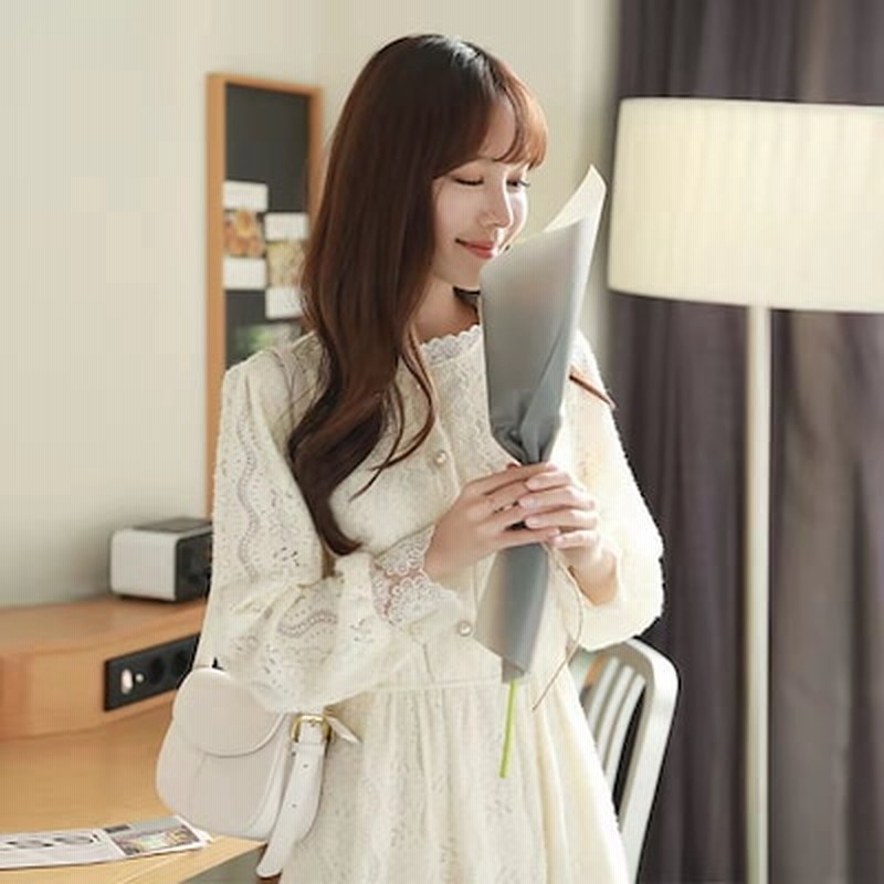 ワンピース 40代 春秋 長袖ワンピース 白レースドレス 通販 Lineポイント最大1 0 Get Lineショッピング