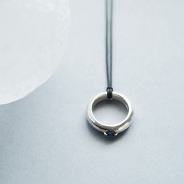 天然藍寶石 雙用 戒指 編繩 項鍊 925純銀