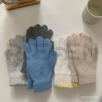 ins韓系觸控兔毛手套溫柔兔毛手套 觸屏手套 防風手套 冬天手套 奶茶色手套