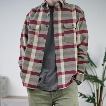 2025秋冬新款美式復古卡其紅襯衫男上衣情侶潮牌休閑外套純棉寬松