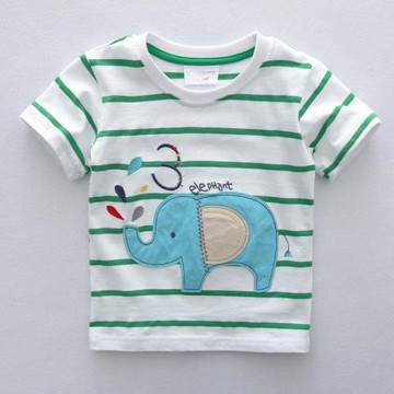 兒童寶寶條紋T恤夏天彈力棉柔軟大象1-2-3-4-5-6歲男女中小童裝