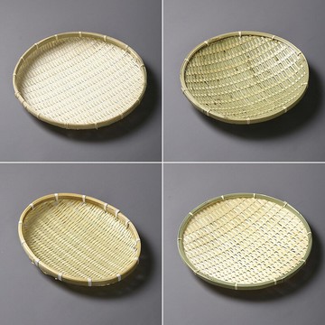 竹簸箕/竹籃 竹編製品簸箕手工農家用晾曬托盤水果茶點籃廚房收納饃筐饅頭筐圓