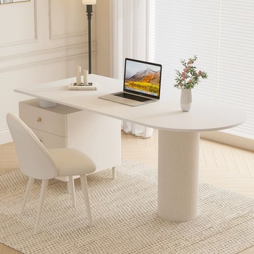 免運 開發票 奶油風巖板書桌客廳大長書桌輕奢現代簡約法式島臺電腦桌辦公桌 快速出貨