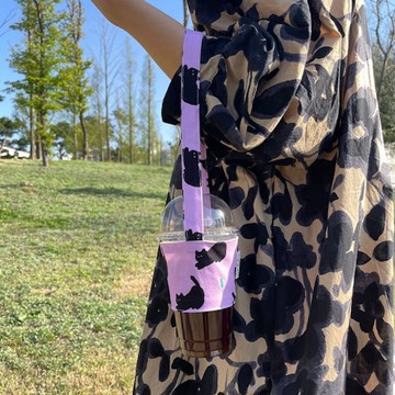 俏皮貓咪圖案飲品提袋