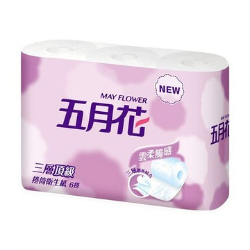 【神腦生活】【MAY FLOWER 五月花】三層捲筒衛生紙 200張x6捲/串