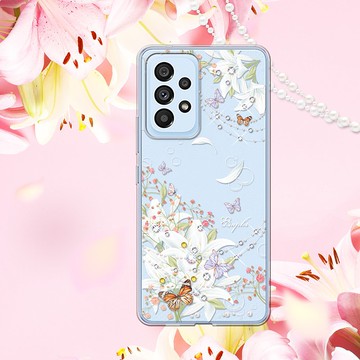 Samsung Galaxy A53 5G 輕薄軍規防摔彩鑽手機殼-珠落白玉