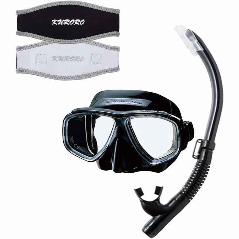 組み合わせ自由自在 TUSA 度付きレンズマスク SplendiveII スプレンダイブ2 ブラックシリコーン FB ×KURORO  マスクストラップカバー