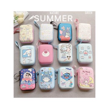 卡通手機移動電源硬盤數碼收納包CCD相機耳機數據線充電器卡通收納盒掛繩U盤包防震收納包零錢鑰匙便攜盒子