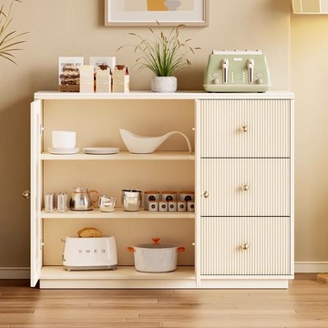 餐邊櫃 附發票 餐邊櫃巖板現代簡約客廳靠墻儲物櫃置物茶水櫃超薄款實木收納邊櫃S58公司貨