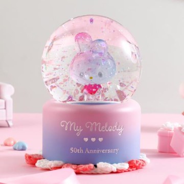 【現貨 JARLL 讚爾藝術】美樂蒂 My Melody 50週年限定收藏 水晶球音樂盒 生日 紀念日 告白 結婚禮物 情人節