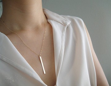 【JP.美日韓】小巧　金色　幾何　項鍊　線條　直線　文創園區