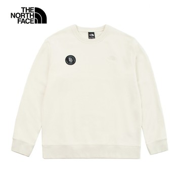 【新年款】The North Face北面男女款米白色舒適經典品牌印花長袖大學T｜8CFWQLI
