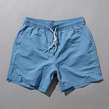 休閑短褲男有質感格紋面料素色四分褲日系百搭短褲海邊玩水沙灘褲