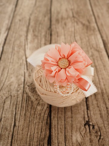 手作粉紅布藝太陽花嬰兒女童髮帶頭飾 適合百日宴彌月拍攝家庭照