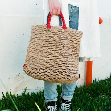 一邊是火一邊是海-雙色手提包 /雙色原色麻繩編織/