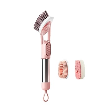 免沾手萬用三頭清潔刷組 按壓式出液 輕鬆清潔  顏色隨機  1組