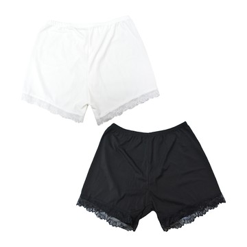女休閒褲 大尺碼夏季冰絲可外搭蕾絲款安全褲(2入) / 外穿居家褲睡褲舒適透氣