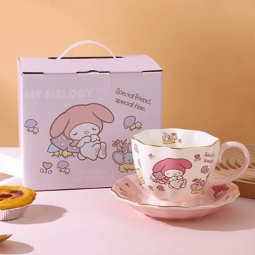 三麗鷗咖啡杯碟套裝庫洛米高顏值卡通可愛杯子生日送人