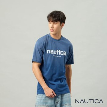 Nautica 官方旗艦 男裝 經典刺繡漸層純棉短袖上衣-藍色