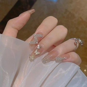 穿戴甲美甲純色法式甲片漸變中長款冰透指甲片貼片手工甲美甲飾品