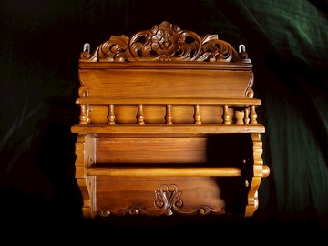 【老時光 OLD-TIME】早期二手歐美風格木製雕刻壁掛收納架*寄郵局