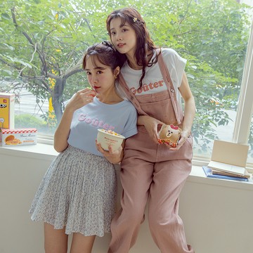 【HARPER】《甜ME午茶》馬卡龍泡棉T恤 5色 | 現貨  短袖上衣 字母T  T恤【CLE96427G】