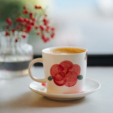 150 200ML景德鎮手繪復古日式小清新花卉咖啡杯帶碟復古風小紅花