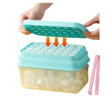 Vanibaby 按壓式製冰盒 雙層含蓋56  21.3 x 9.6 x 12cm  藍色  1個