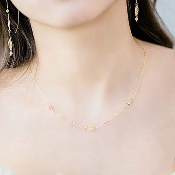 財運 x 黃水晶 蛋白石 珍珠 黃【公主的假日野餐。BELLE】 項鍊