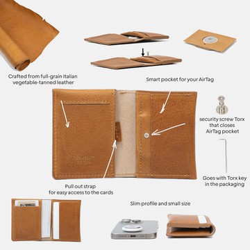 蘋果AirTag隱藏口袋卡包 - 極簡5.0 | 手工製作