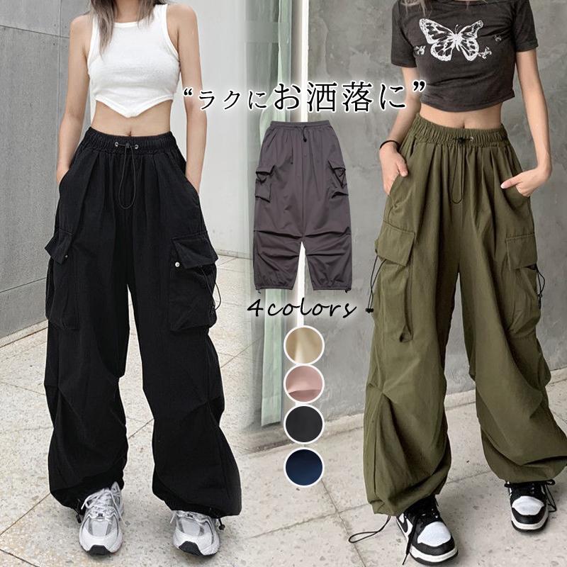 カーゴパンツ レディース ロングパンツ ミリタリーパンツ チノパン ワークパンツ ダンス衣装 ウエストゴム 美シルエット 通販  LINEポイント最大0.5%GET LINEショッピング