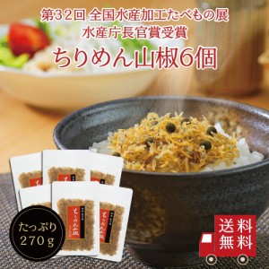 ちりめん山椒45g×6個セット　不二の昆布 つくだ煮 佃煮昆布 昆布佃煮 ご飯のお供 ふりかけ お弁当 おかず