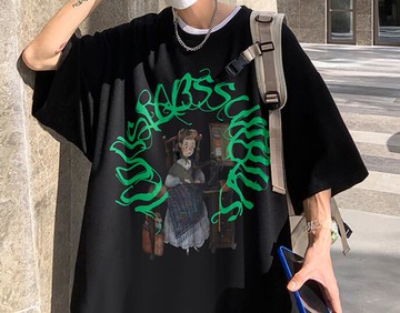 FINDSENSE X 韓潮 街頭時尚 寬鬆大尺碼 復古裁縫印花 男士 短袖T恤 學生短T