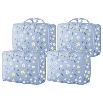 小麥購物 小雛菊棉被收納袋 C607 中(59 x 22 x 39.5cm) 藍色 4個