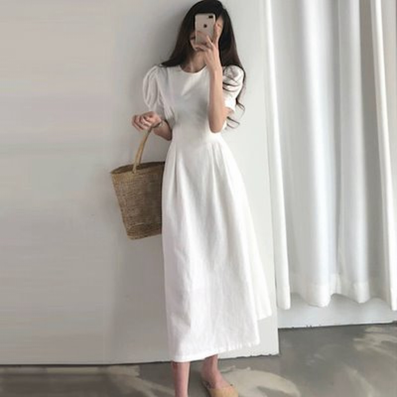 韓国 ワンピース 夏 白ワンピース ロング 夏服 レディース 上品 清楚 半袖 フレア ロングワンピ 通販 Lineポイント最大1 0 Get Lineショッピング