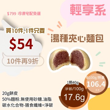 米林米林香 經典湯種夾心麵包 一入40大卡|淨碳6.4g取代50%麵粉+洋車前子 麵包 餐包