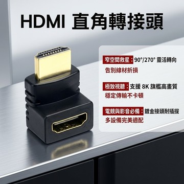 HDMI直角轉接頭 90度270度彎頭轉接 HDMI公對母轉接頭 高清4K轉接器 HDMI延長轉接頭