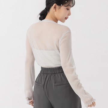 細閃光澤圓領透膚上衣 MISS