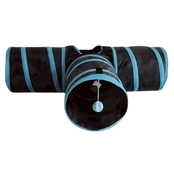 高精寵物 T字隧道 附贈毛絨球  藍色  1個