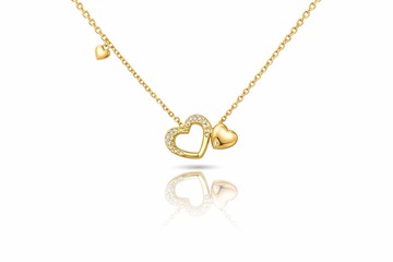 Peninsula 雙心微光 天然鑽石 18K玫瑰金套鏈【仁愛精品店】