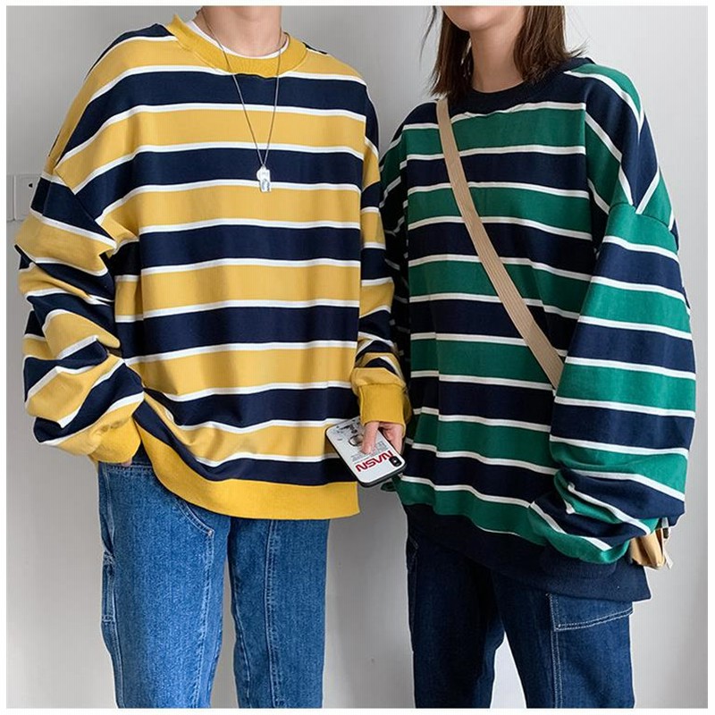 shop 新作の人気商品を激安価格にて 大セール開催中 メンズ Ins おしゃれ ゆったり ストライプ Tシャツ トップス 原宿系 怠惰な風 早秋物 カジュアル パーカートップス 通販 Lineポイント最大1 0 Get Lineショッピング