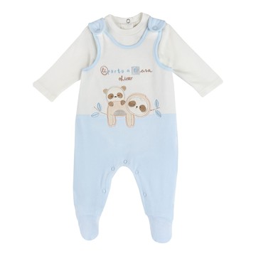 粉彩-剪毛絨兩件式背心褲套裝-藍