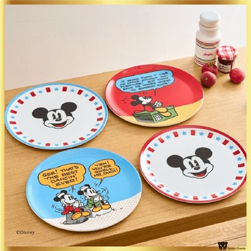 迪士尼早安米奇三聚氰胺盤子套裝 4 件,圓形,D20