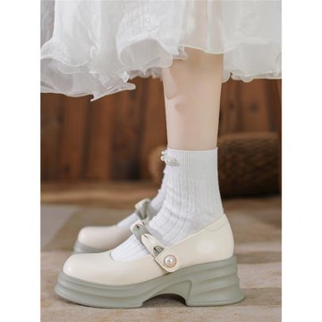 不累腳高跟鞋瑪麗珍鞋女中跟單鞋軟底粗跟內增高小個子漢服小皮鞋