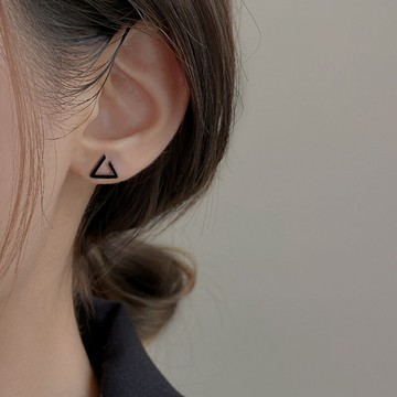 925純銀三角形耳釘女2021年新款潮不規則幾何圖形高級感耳環簡約