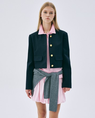 MARDI MERCREDI 經典圓領外套 海軍藍 短版 CROPPED JACKET ROUND NECK