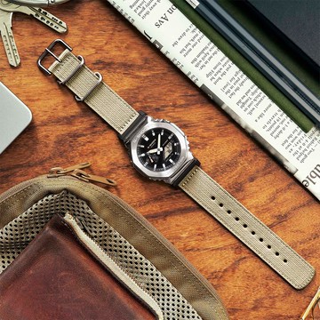 CASIO 卡西歐 G-SHOCK 八角農家橡樹 金屬錶殼 雙顯手錶-卡其 GM-2100C-5A