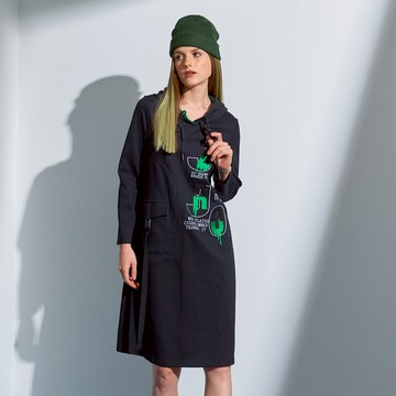 CLL巧玲瓏 刺繡字母亮片拼接休閒洋裝 1915821