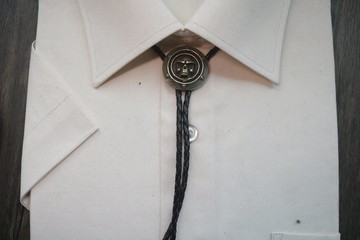 骷髅头保罗领带皮绳西部牛仔领带夹