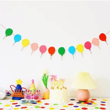 氣球 派對旗【台灣現貨】D024 佈置旗 生日派對 派對佈置 彩旗 生日裝飾 慶生 店面布置 派對佈置 生日背景 拉旗